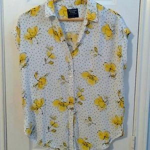 Abercombie & Fitch Button Down Polka Dot Flower Shirt